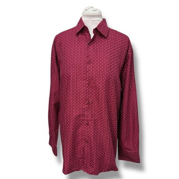 Nine West Mens Slim Fit Red Button-Down Shirt Size XL - Picture 1 of 10